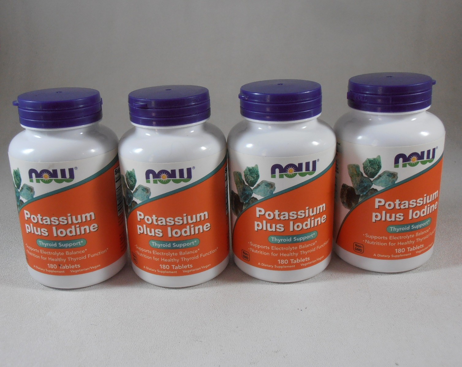 4 Bottles Now Foods Potassium Plus Iodine Thyroid Support 180 Tablets 720 Total
