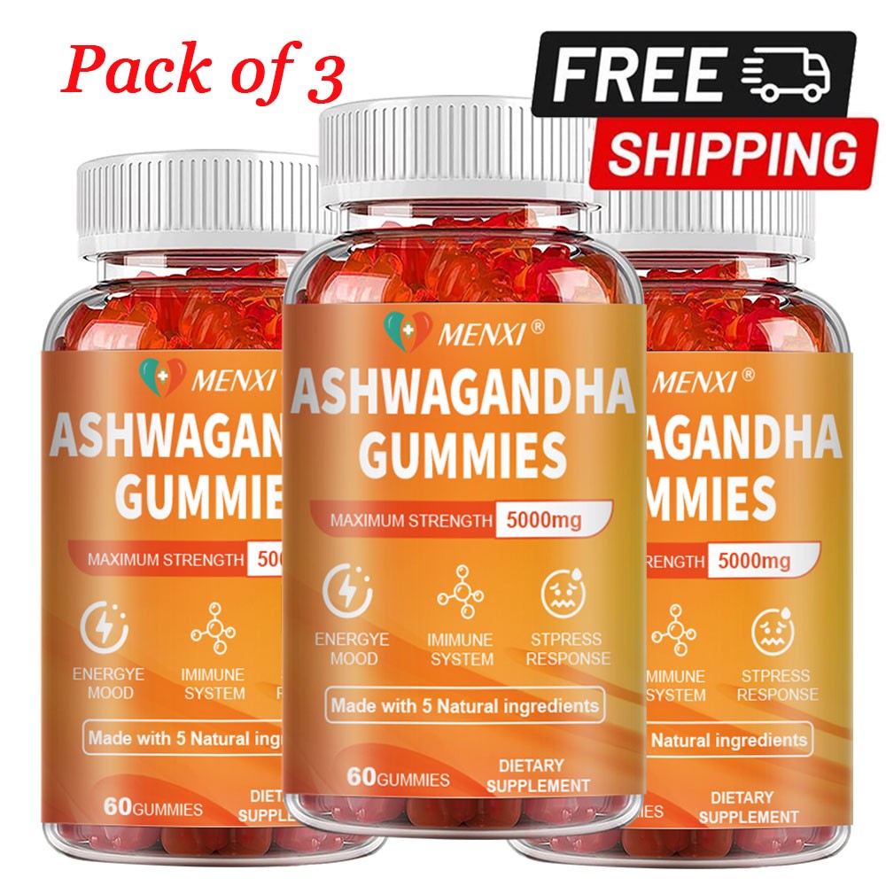 3Packs Organic Ashwagandha 5000mg Gummies High Quality Dietary Supplement,