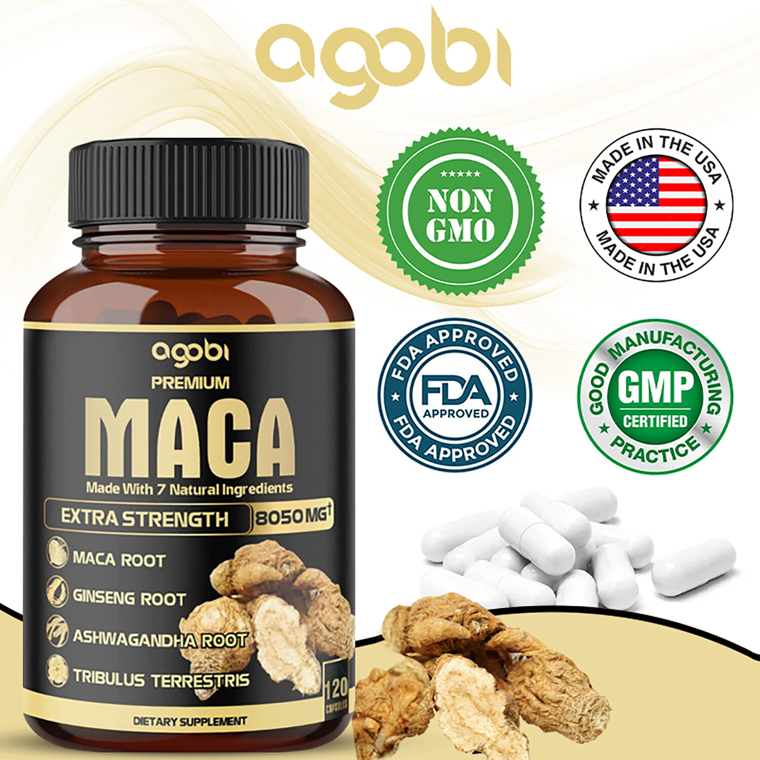 Agobi Maca 8050mg – Testosterone Booster, Reproductive Health, Energy, Stamina