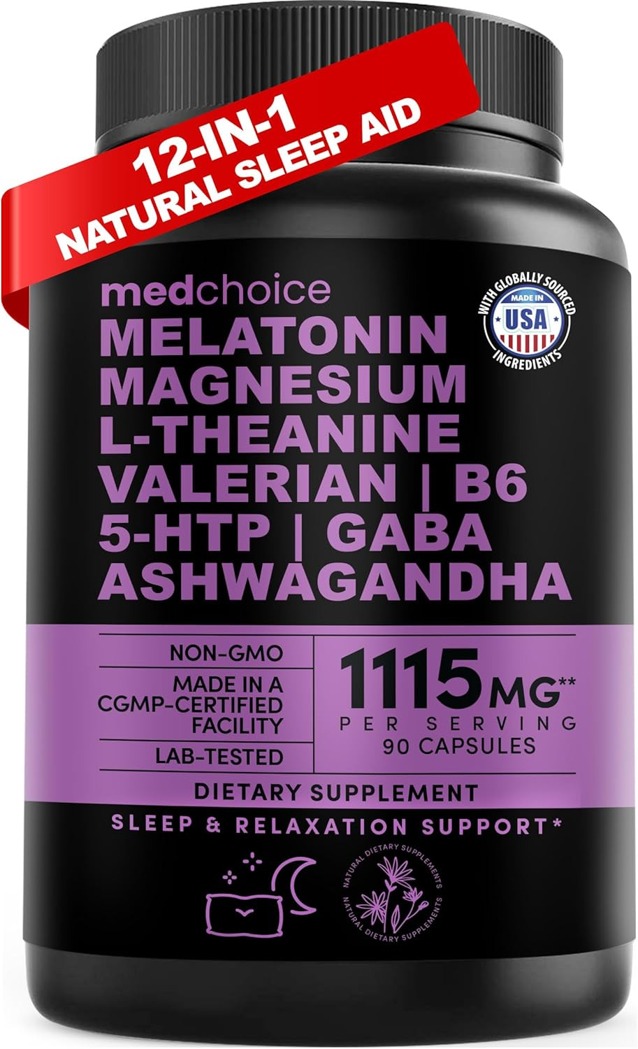 12-In-1 Melatonin Sleep Capsules – Natural Sleep Aids for Adults with Melatonin