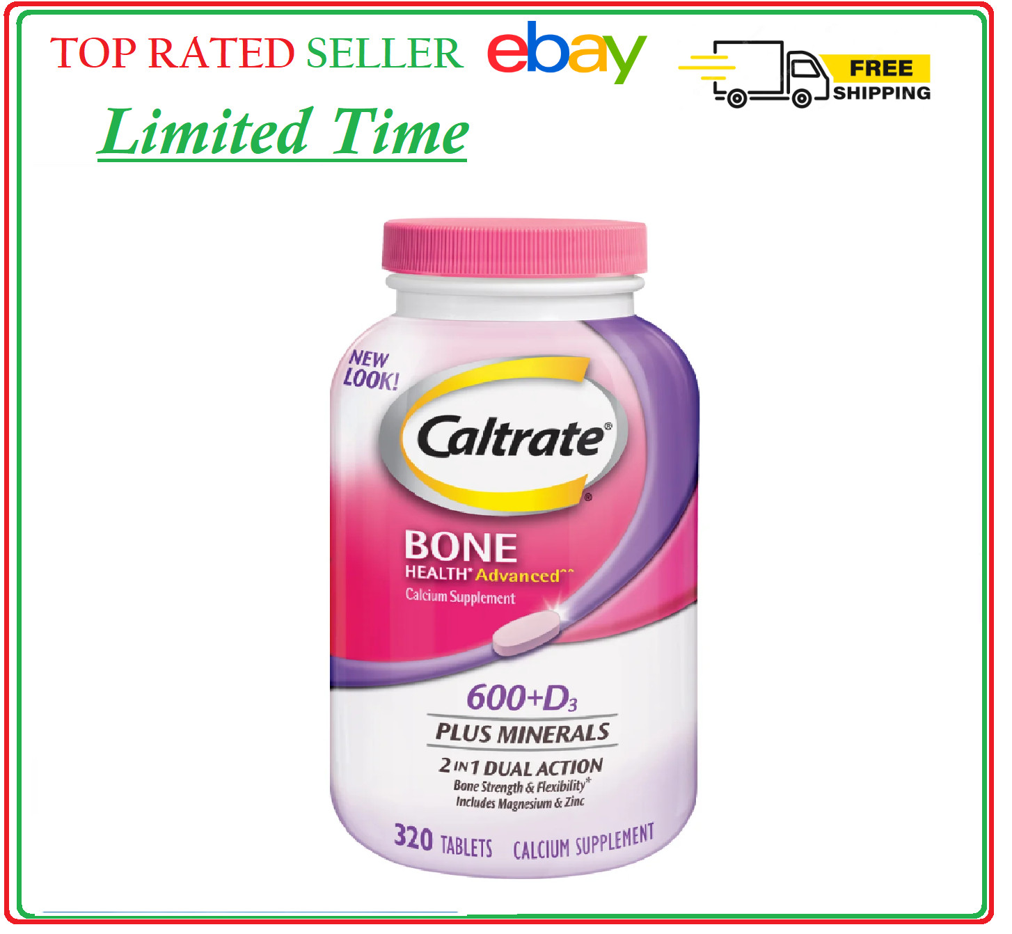 Caltrate Bone Health Advanced 600+D3 Plus Minerals, 320 Tablets