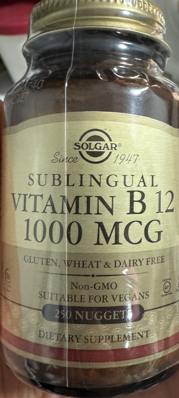 SOLGAR Sublingual Vitamin B12 1000 mcg Nuggets, 250 count