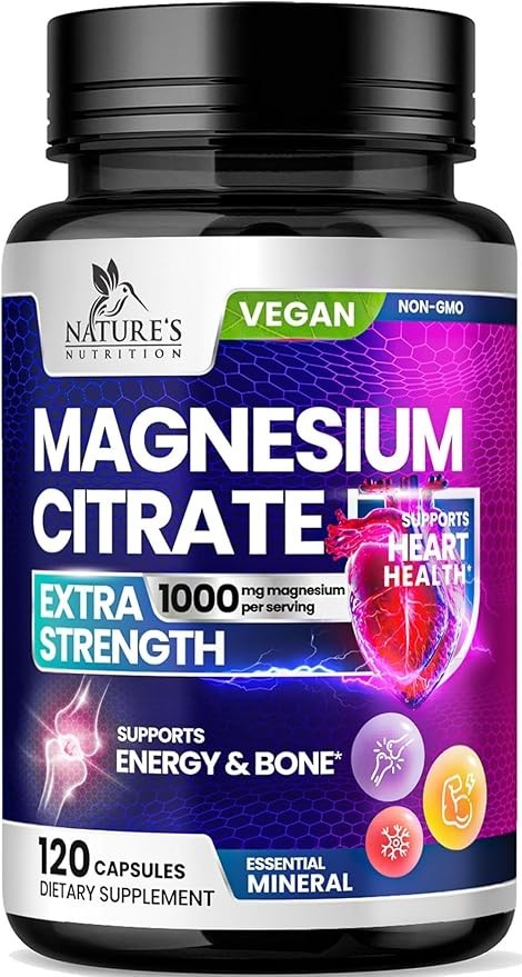 Magnesium Citrate Supplement 1000 mg for Best Absorption, Supports Bone, Heart