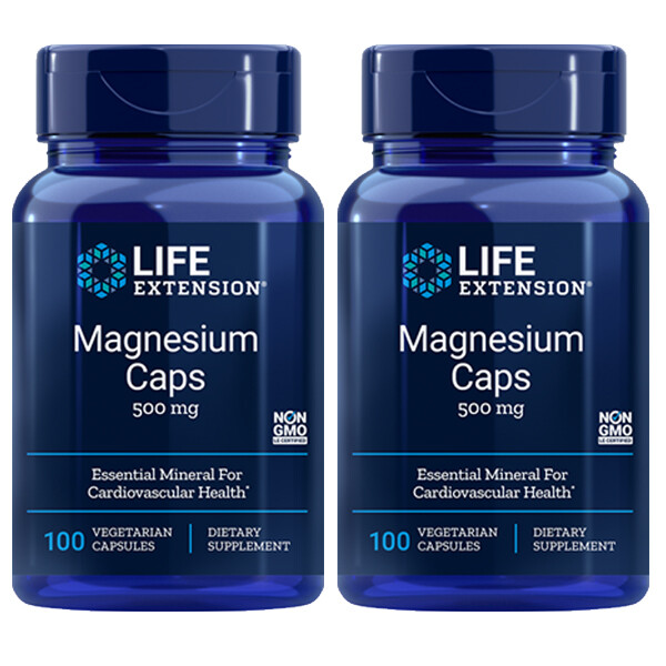 Magnesium Caps 500mg 2×100 Caps oxide/citrate Life Extension