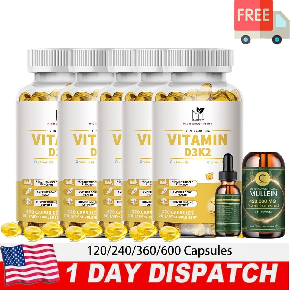 Vitamin K2 (MK7) with D3 1000 IU Supplement, 120-600 Capsules, Immune Health