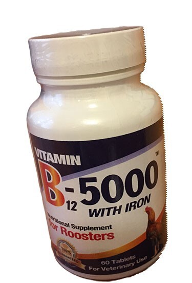 Vitamin B12-5000 with Iron 60 Tabs for Roosters