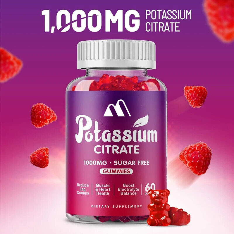 Potassium Citrate 1000mg Gummies, Potassium Supplement 60 Capsules