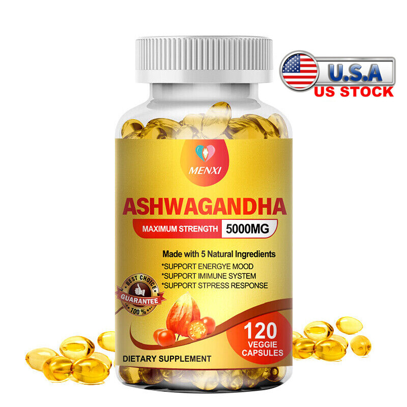 Organic Ashwagandha Root Capsules Highest Potency Stress & Sexual Health 120caps