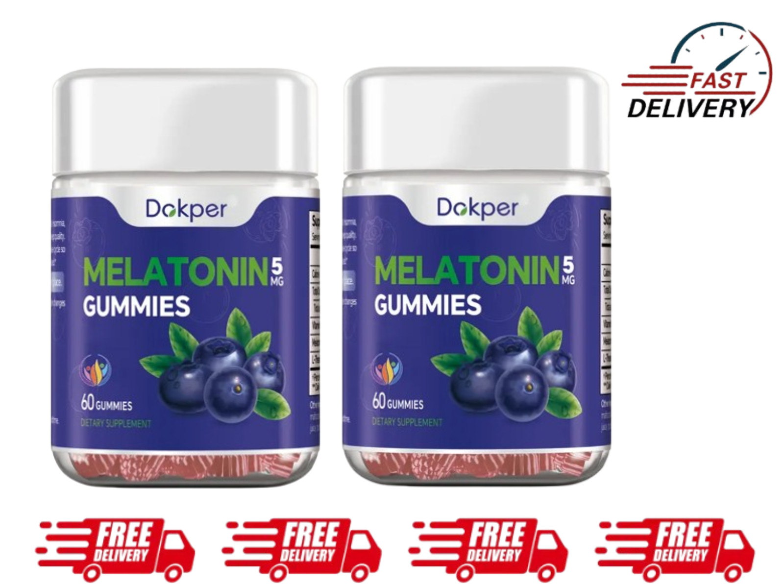 MELATONIN GUMMIES, with L-Theanine, Vitamin B6, BlackBerry Flavor, (pack of 2)