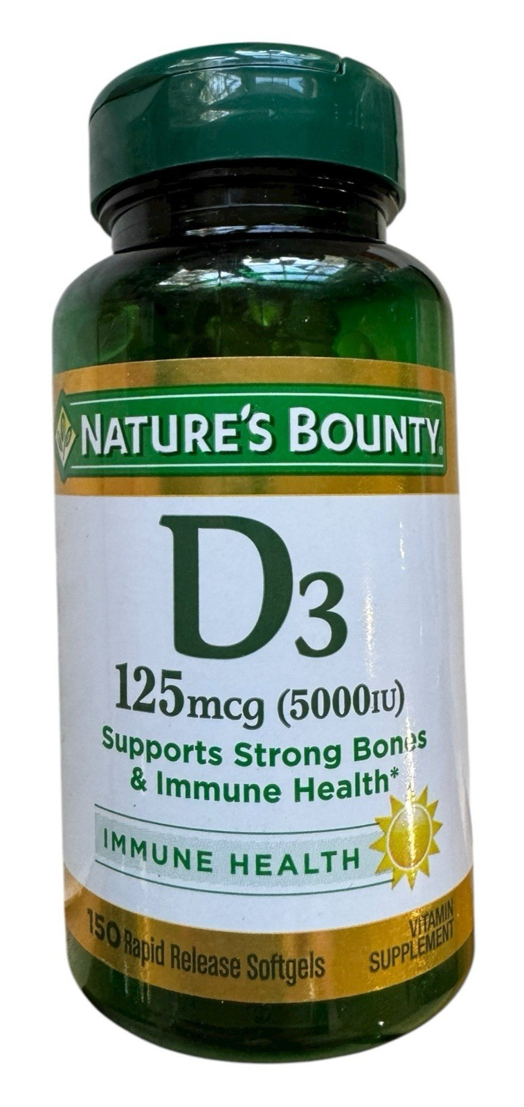 Nature’s Bounty Vitamin D3 Softgels – 5000 IU – 150 Count – Ex: 10/25