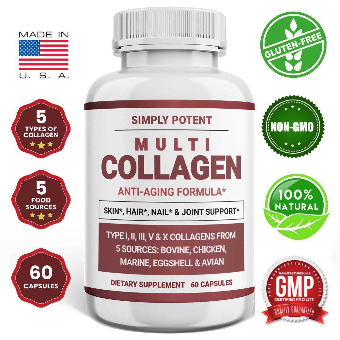 Multi Collagen 1200MG – Supports Skin, Hair, Nails & Joint Health | 60 Capsules