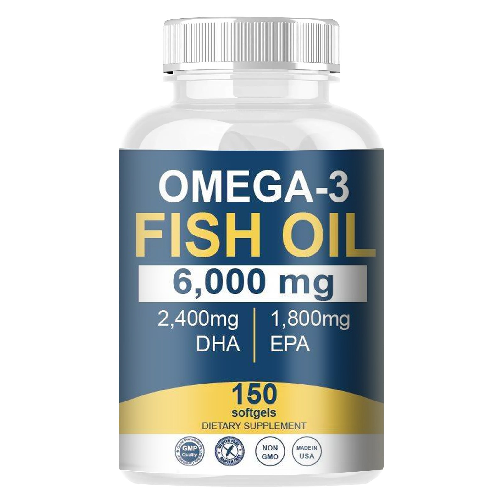 Omega 3 Fish Oil 6000 Mg with Maximum EPA DHA – Supports Brain, Liver,