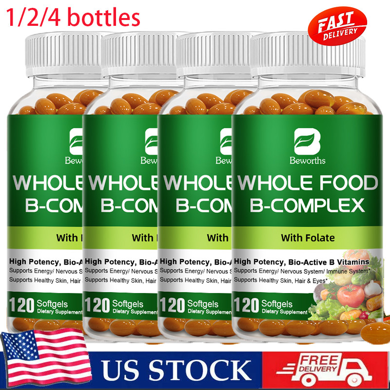 Vitamin B Complex 120 Capsules B1,B2,B3,B5,B6,B7,B9,B12, Immune Support Pills