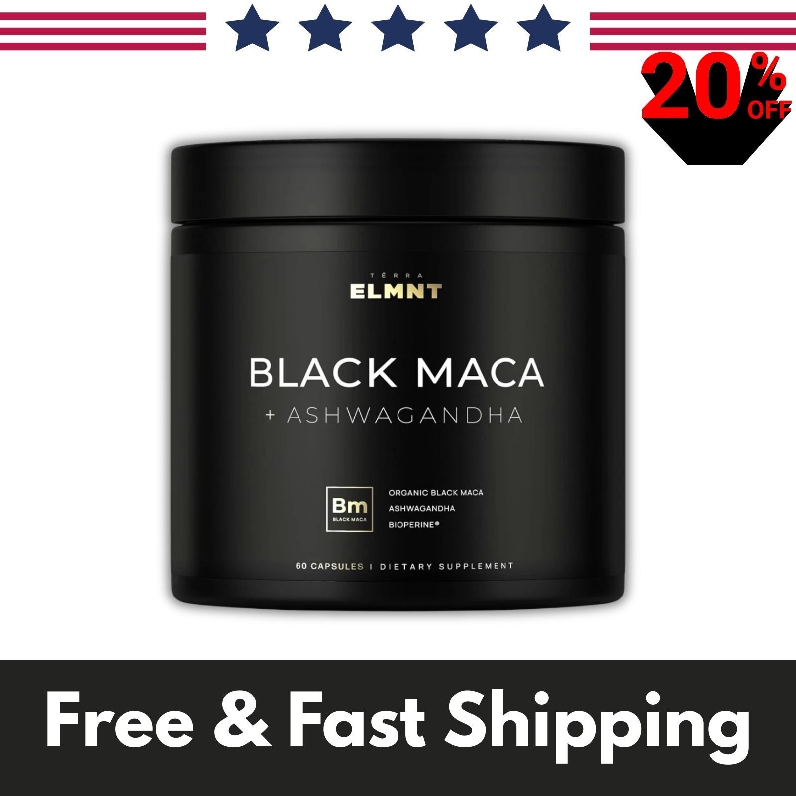 Organic Black Maca Root with Ashwagandha -Highest Potency 40,000mg 40x Strength.