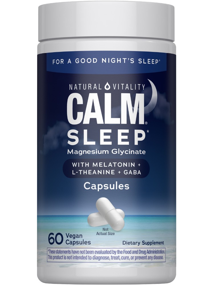 CALM Sleep Magnesium Glycinate | 60 Vegan Capsules | by Natural Vitality