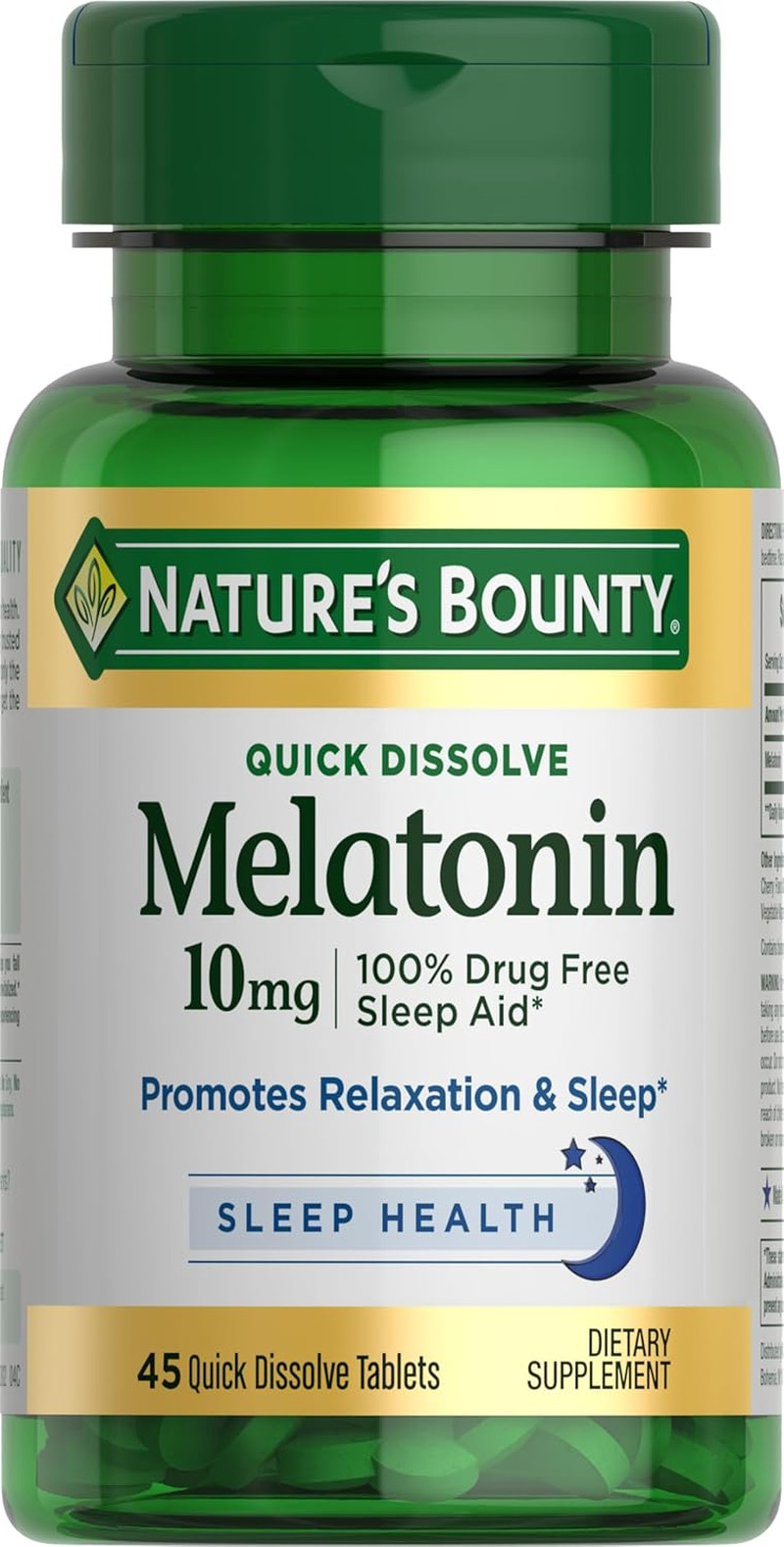 Nature’s Bounty Melatonin 10mg Drug-Free Sleep Aid Relaxation Support 45 Ct