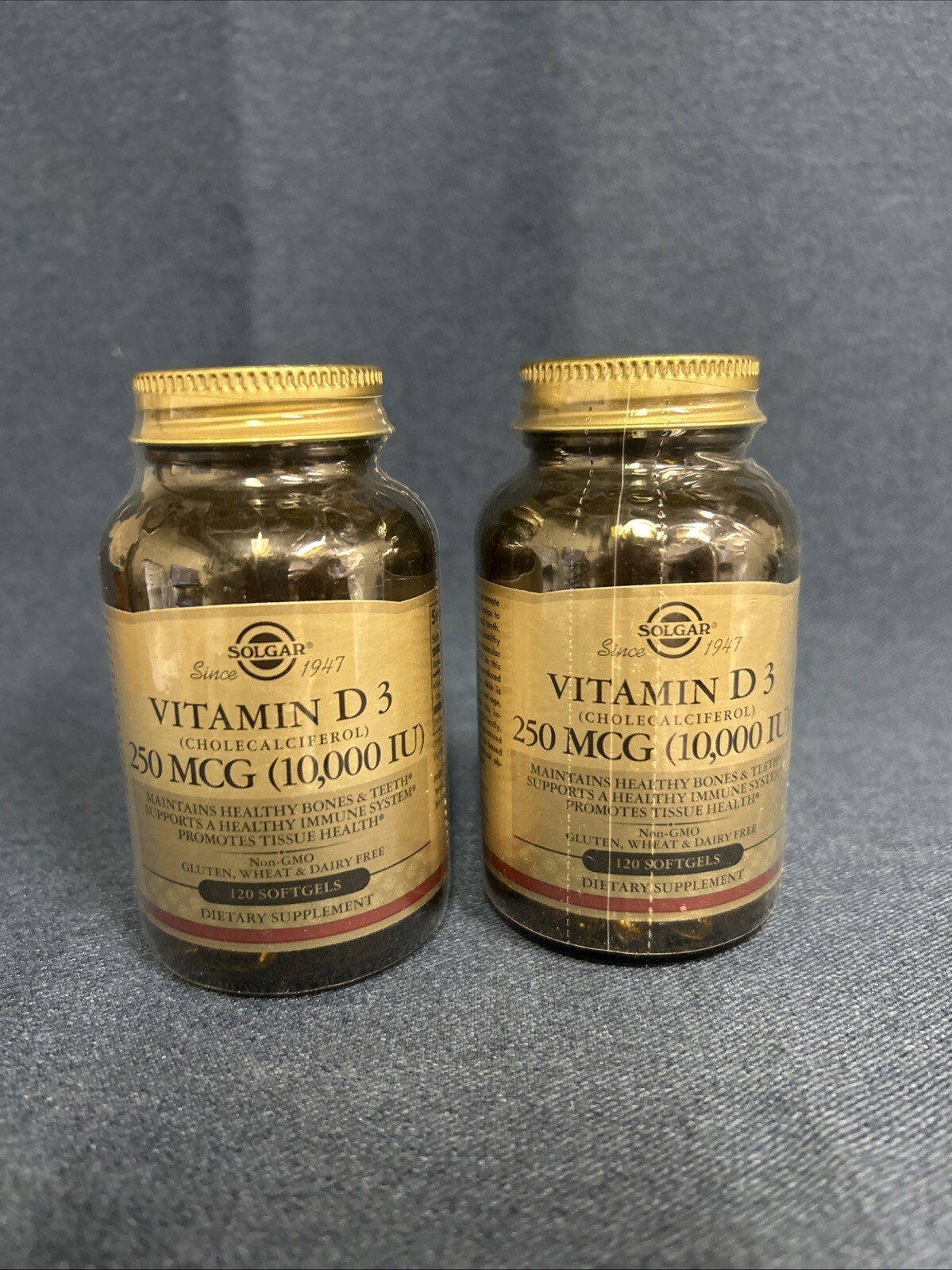 Solgar Vitamin D3 Cholecalciferol 250 mcg 10000 IU 120 Softgels 2 Pack Exp 09/25