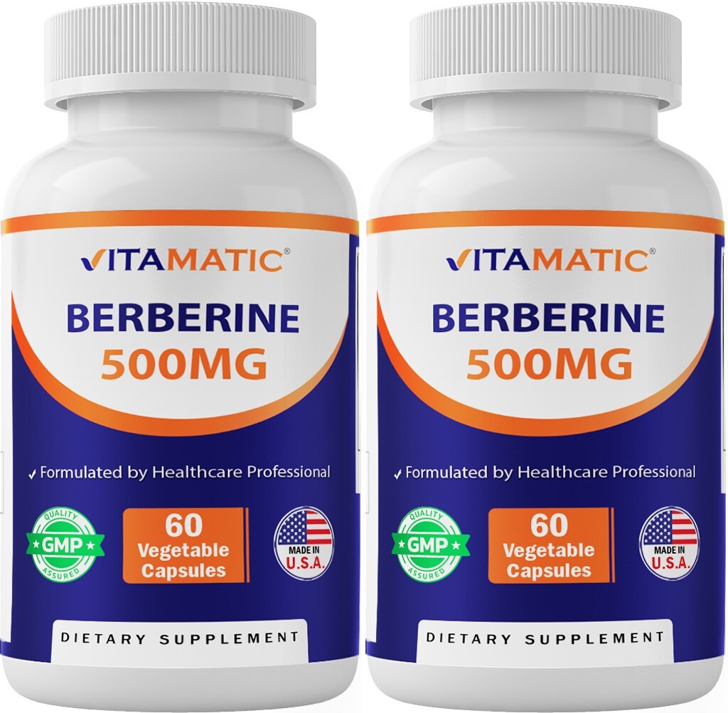 2 Pack- Vitamatic Berberine Supplement 500mg – 60 Vegetable Capsules