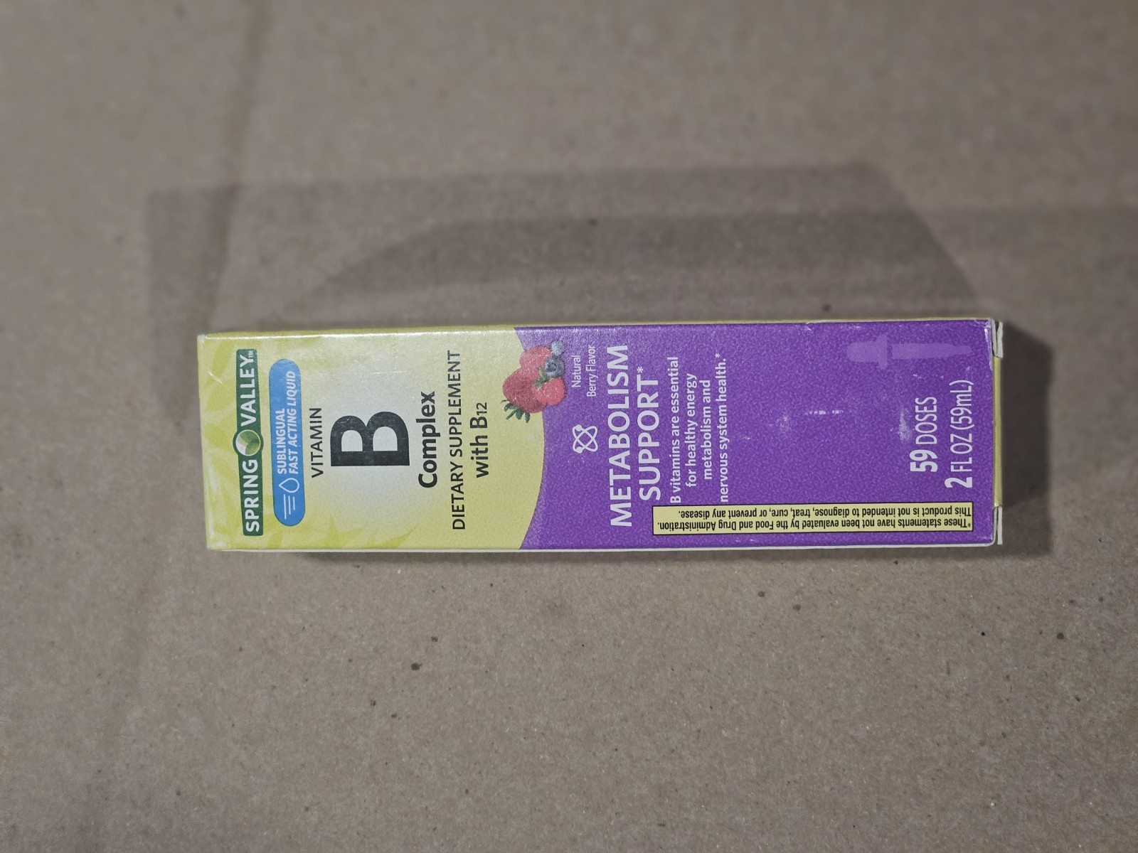 Spring Valley Liquid Vitamin B12,  Metabolism Supplement, Berry, 2 fl oz