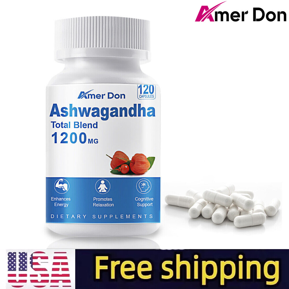 Ashwagandha Capsules 1200mg Supplement w/ Black Pepper,Stress,Energy,Immune