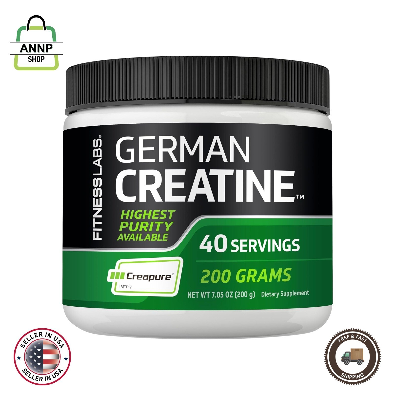 German Creatine Powder | 7.05 Oz | 39 Servings | Creapure | Monohydrate Powder