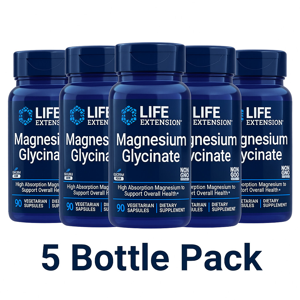 Life Extension Magnesium Glycinate 90 Veg Caps | High Absorption, Non-GMO