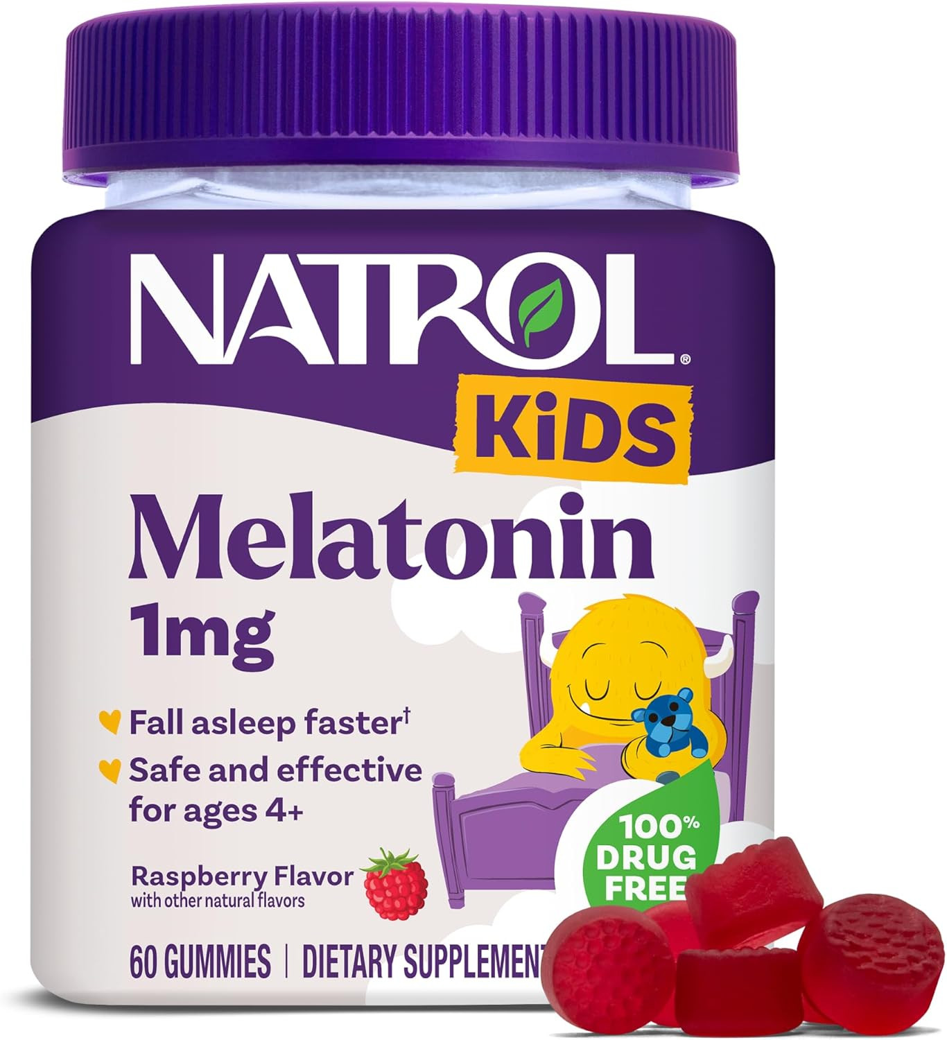 Natrol Kids Melatonin Gummies 1Mg, Children’S Melatonin for Restful Sleep, 60 Ra