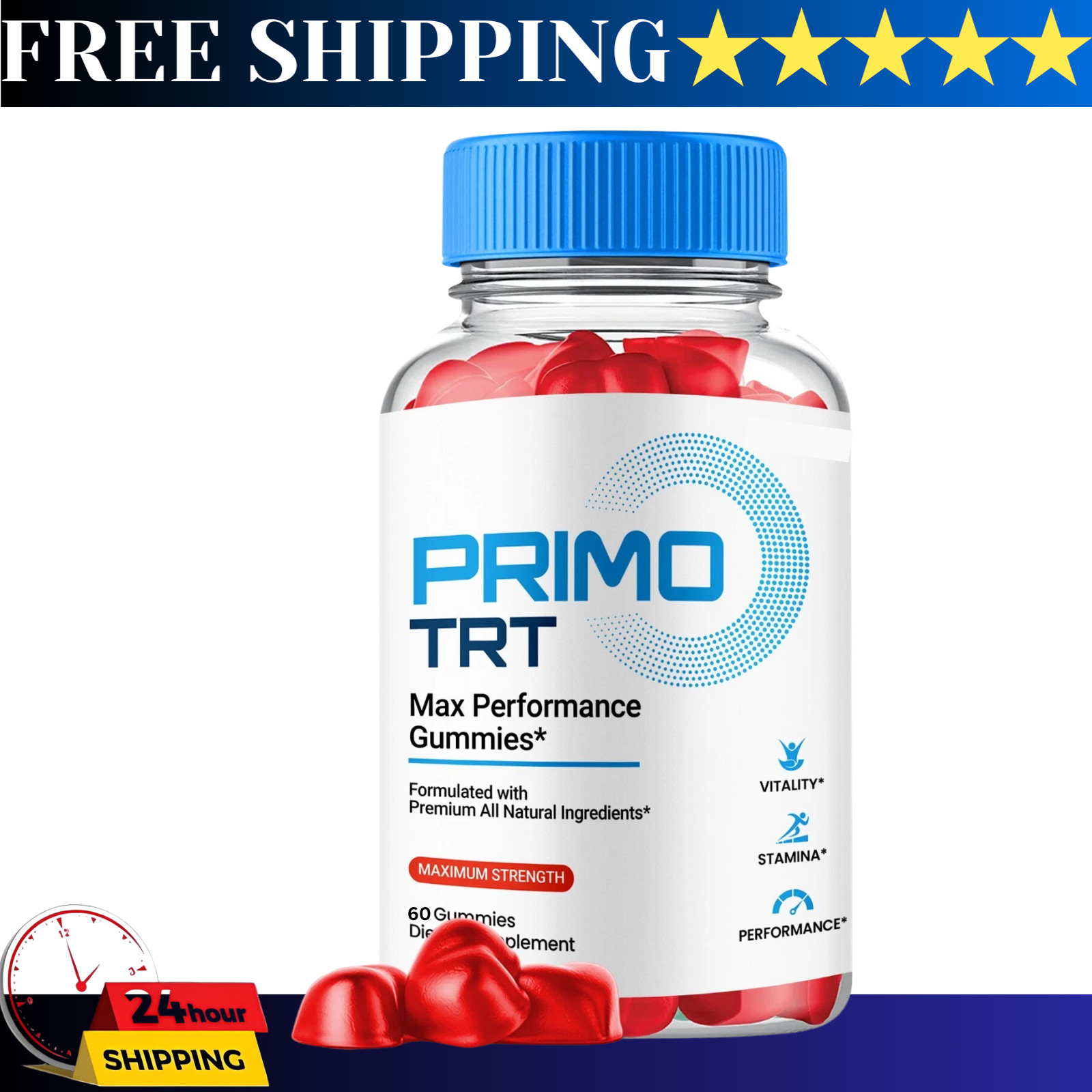 Primo TRT Men’s Gummies Advanced Pro Formula Chewable Supplement 60 Gummies