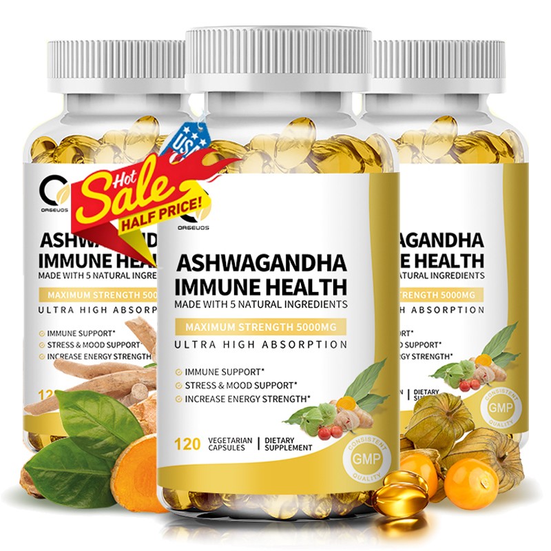 Organic Ashwagandha Capsules 2300mg Supplement w/ Black Pepper Root Powder