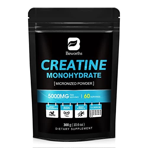 Micronized Creatine Monohydrate Powder 60 Servings, Unflavored Creatine 10.6 oz