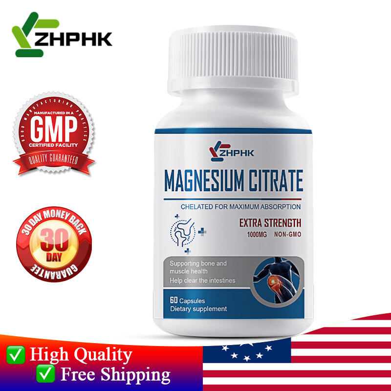 Magnesium Citrate Capsules High Potency For Muscle Health 1000mg Per Serving