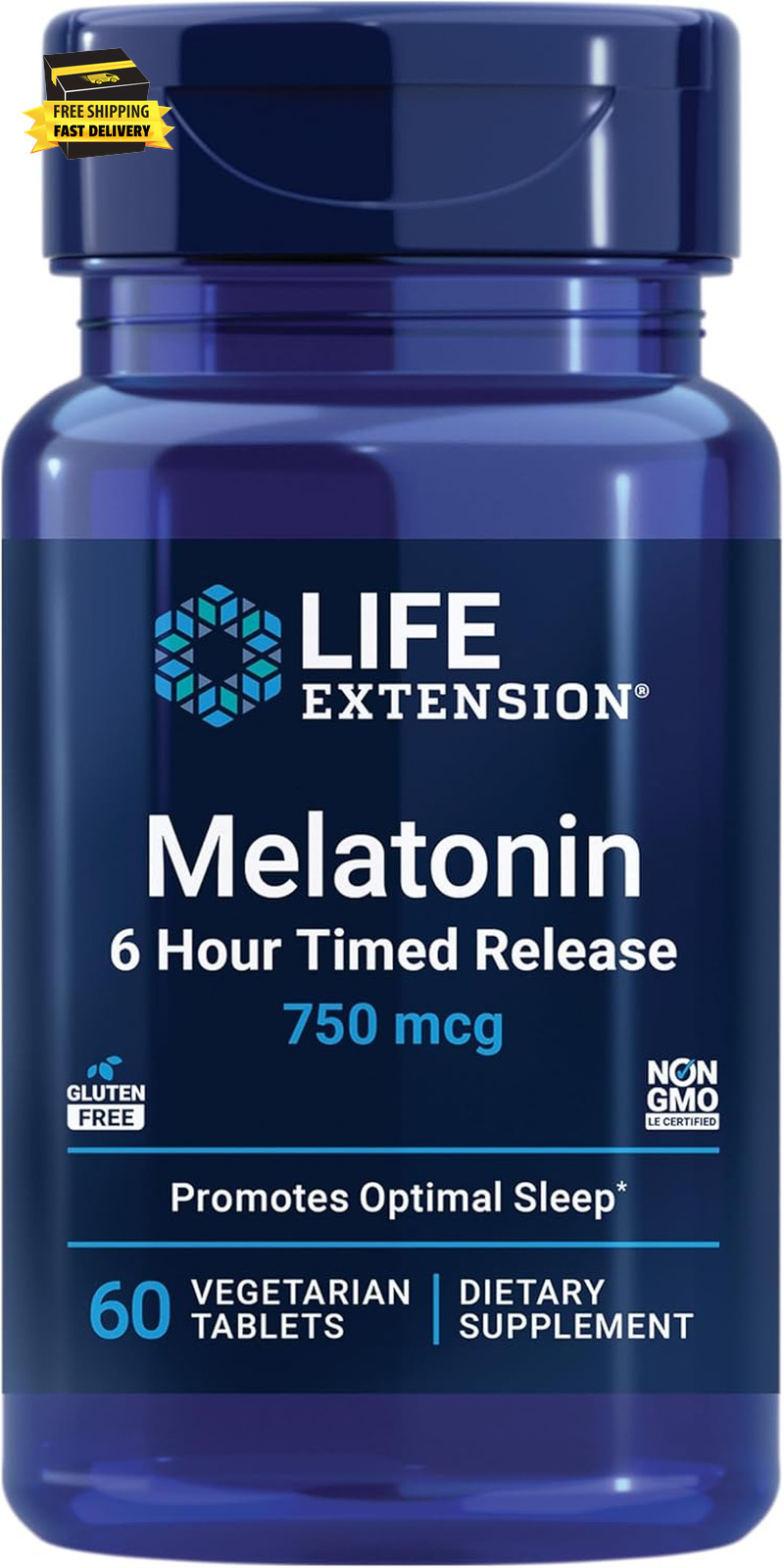 Melatonin 6 Hour Timed Release, 750 Mcg, Extended-Release Formula for Gentle Sle