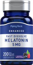 Melatonin 5 mg Fast Dissolve | 200 Tablets | Berry Flavor | by Piping Rock