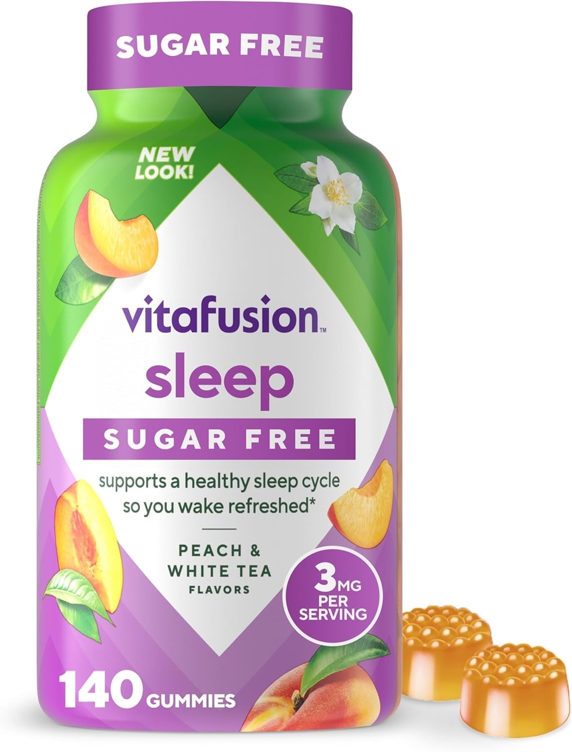 Vitafusion Melatonin Gummy Supplement 3mg White Tea & Peach 140 Gummies