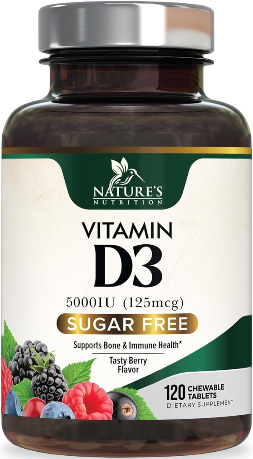 Vitamin D3 5000 IU 125 mcg Nature’s Extra Strength Vitamin D Supplement Chewable