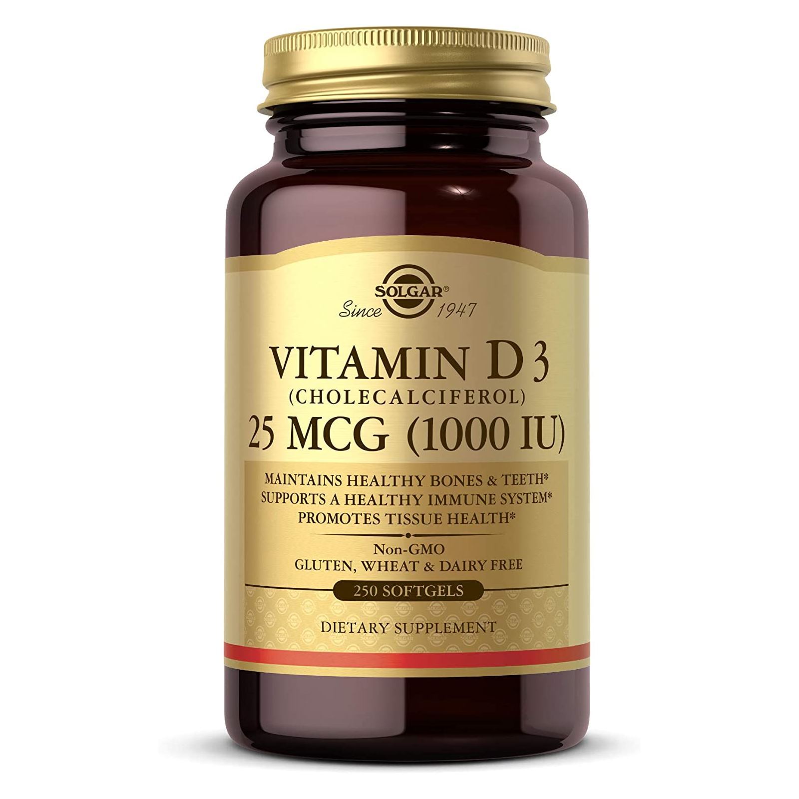 Solgar Vitamin D3 Cholecalciferol 25 mcg 1000 IU 250 Softgels