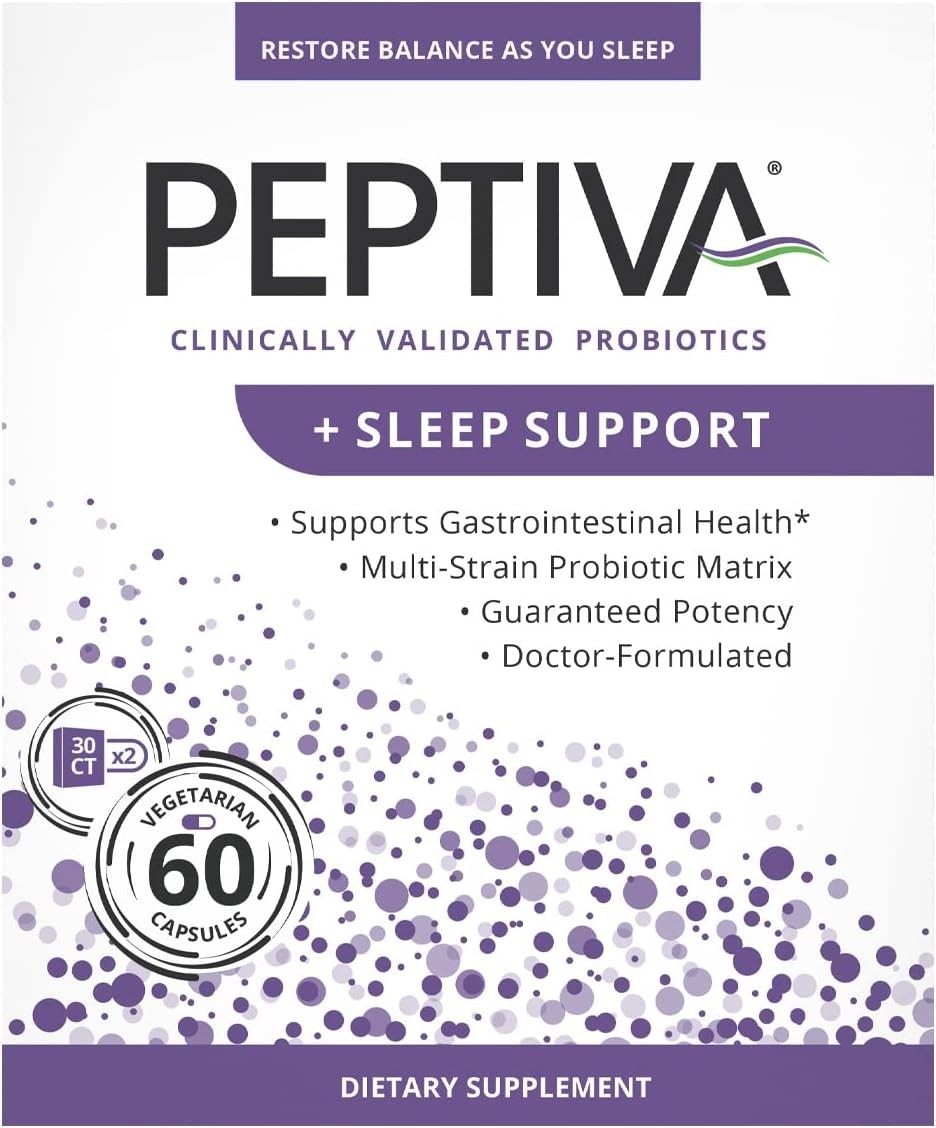 Peptiva 26 Billion CFU Probiotic and Sleep Support – Clinically Validated 60 Cap