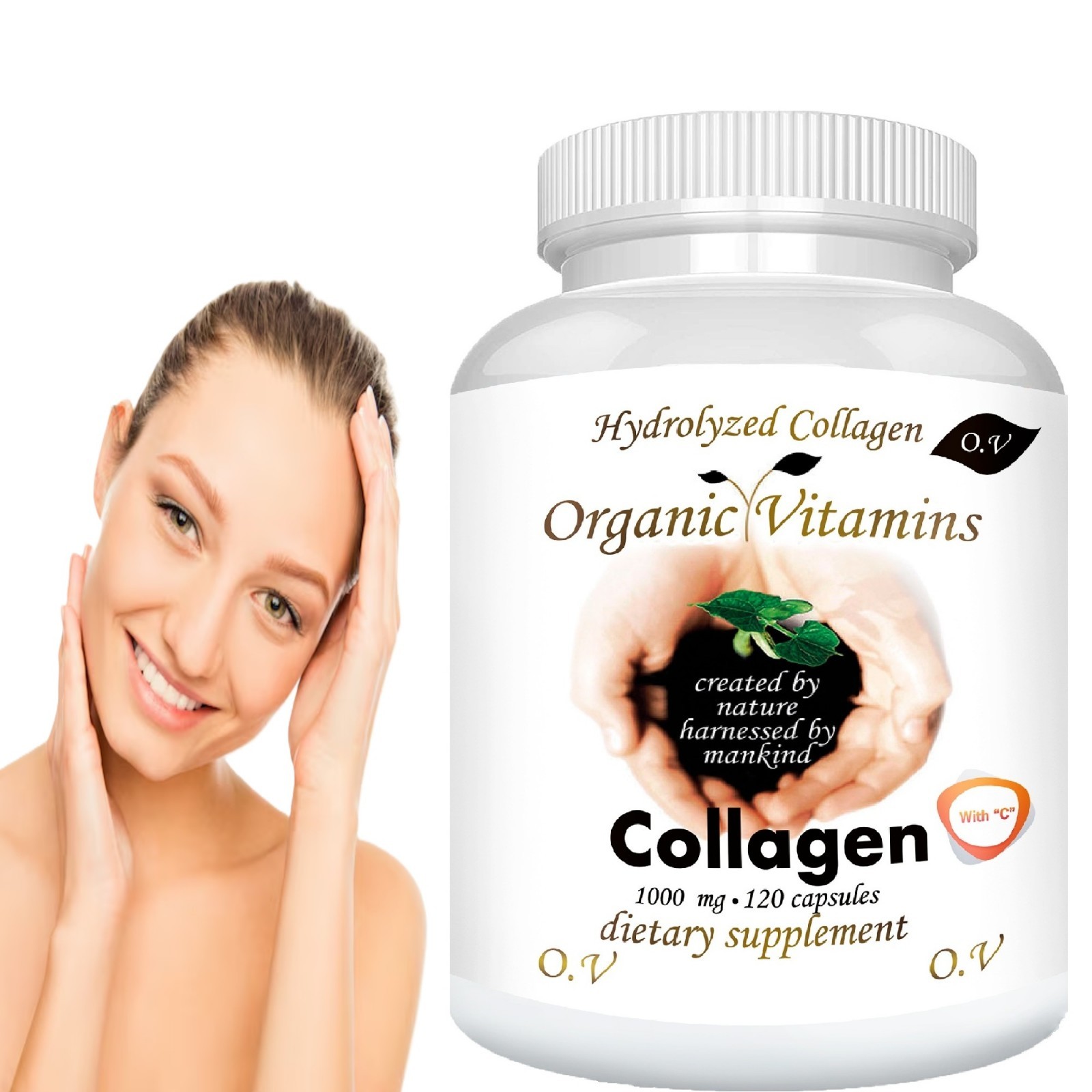 Hydrolyzed Collagen with Vitamin C – Skin, Hair, Nails & Joint Care – 120 Caps
