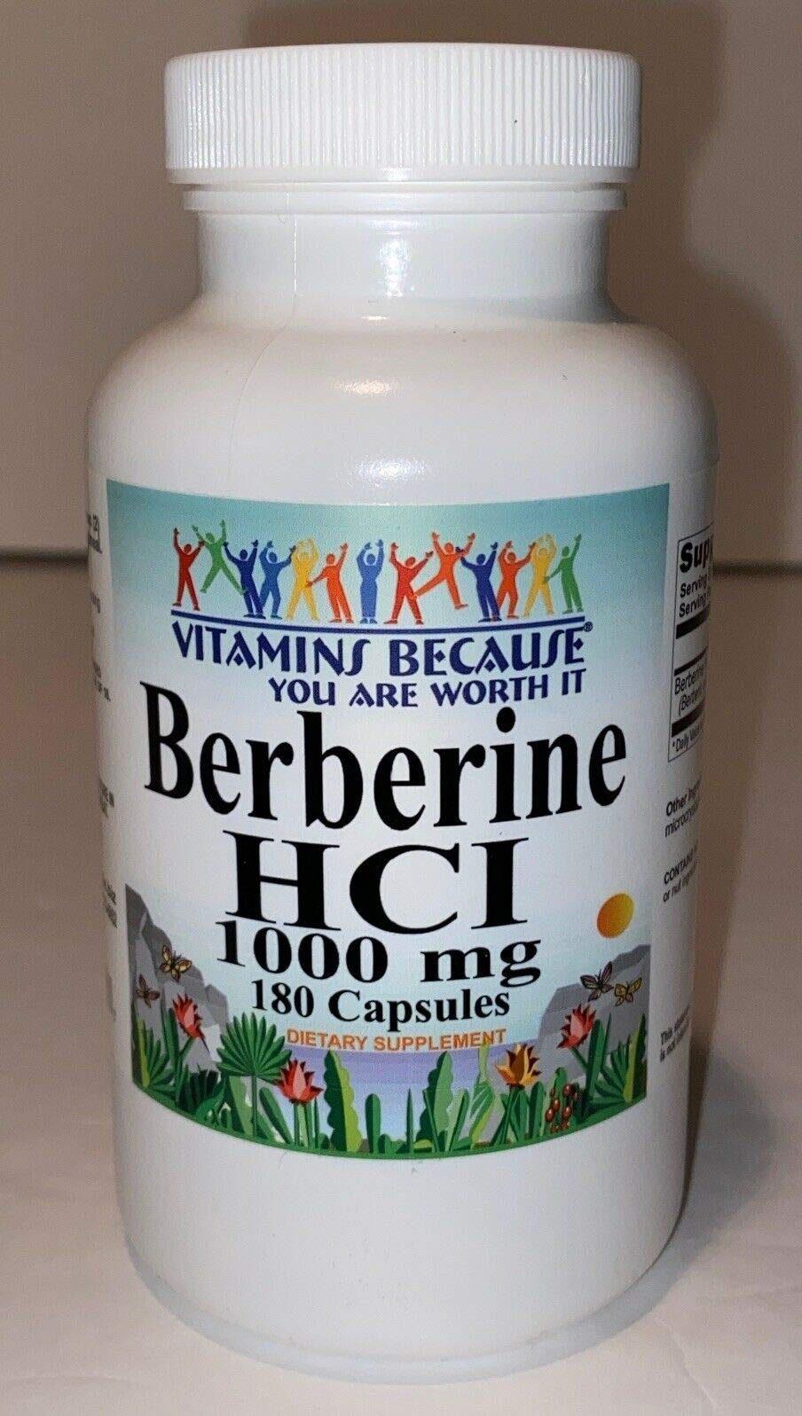 Pure and High Potency Berberine; 1000mg Per Serving; 180 Capsules