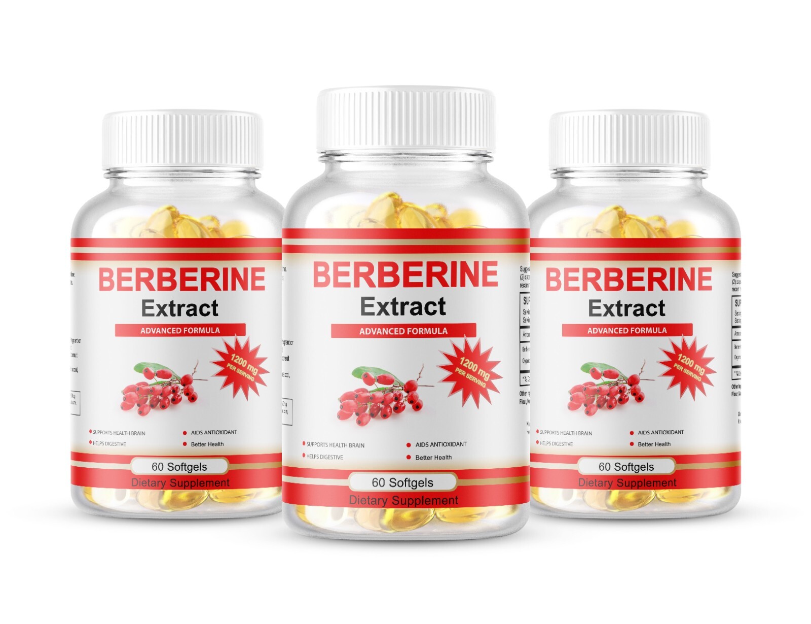 3 Berberine HCl 1200mg – High Potency Berberine Supplement – Blood Sugar Support