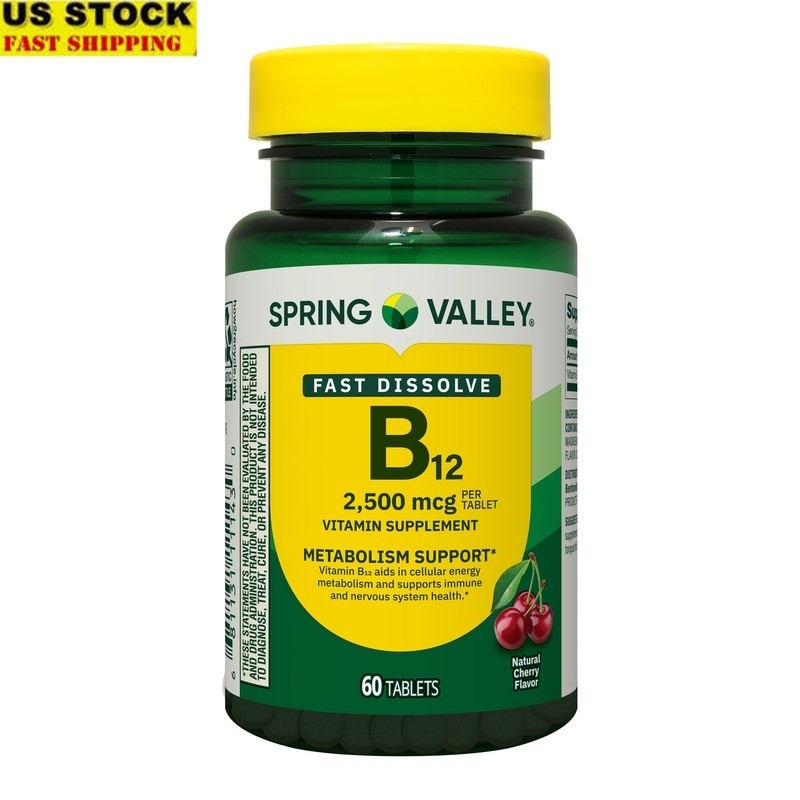 Vitamin B12 Quick Dissolve Tablets 2500mcg Cherry Energy Support 60 Count New