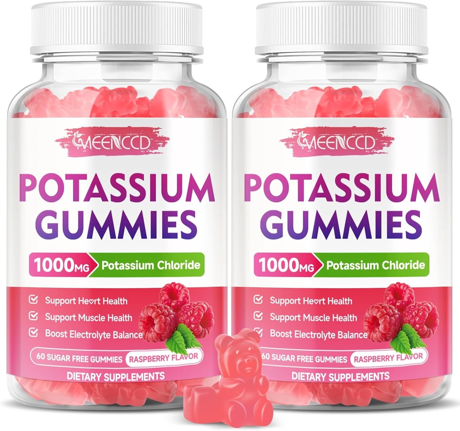 2 Pack Potassium Gummies Potassium Chloride 1000mg for Adults Sugar-Free Pota…