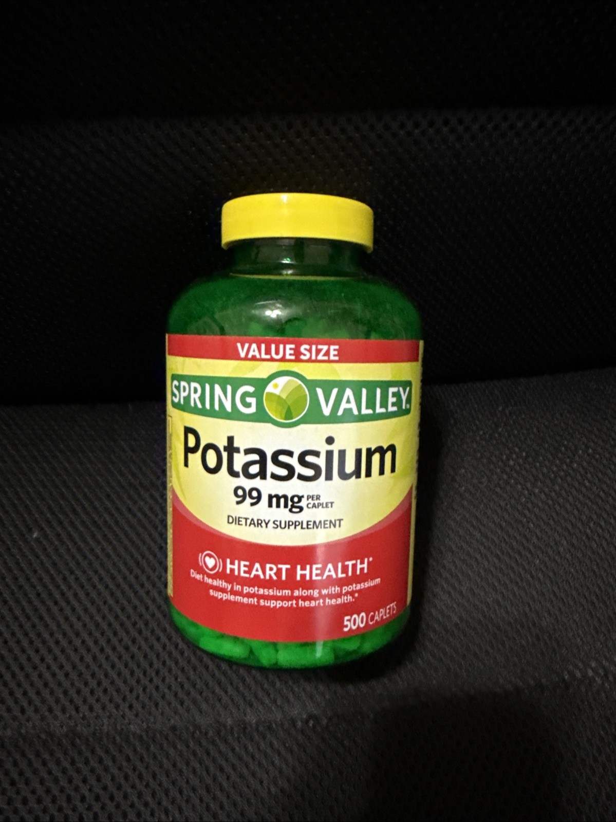 Spring Valley Potassium Caplets Dietary Supplement Value Size, 99 mg, 500 Count