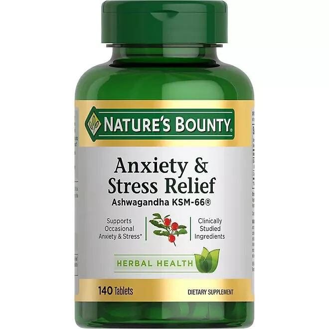 Nature’s Bounty Anxiety & Stress Relief Ashwagandha Ksm-66 Tablets, 50 Count