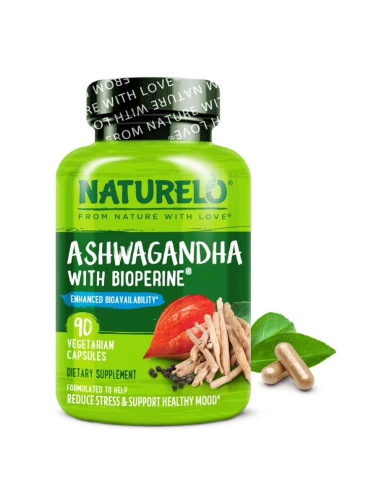 NATURELO Ashwagandha Organic Root Powder 90 Vegan Capsules 05/26