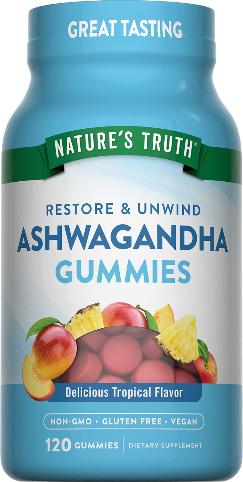 Ashwagandha Gummies | 120 Count | Tropical Flavor | Vegan | by Nature’s Truth