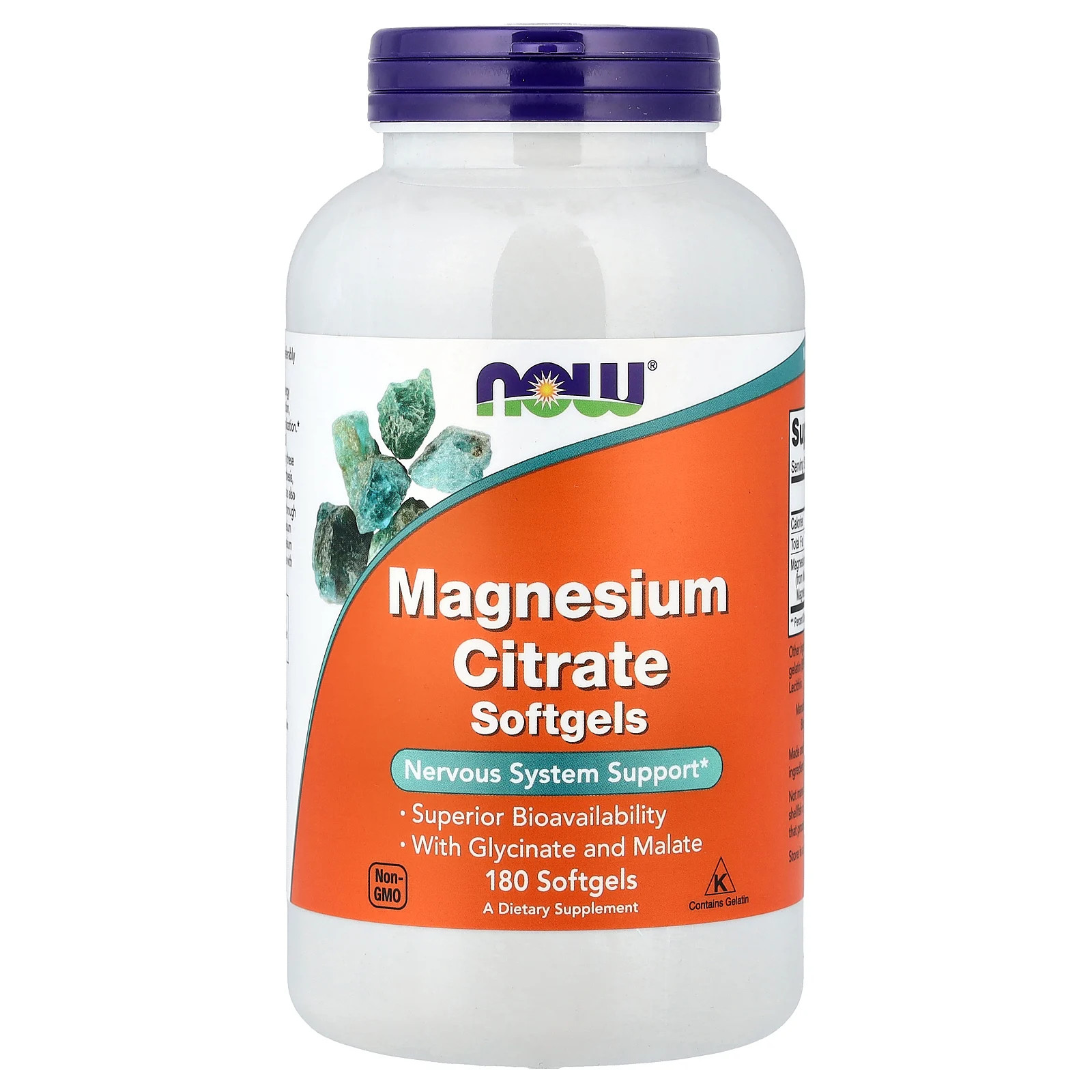 Now Foods Magnesium Citrate 180 Softgels GMP Quality Assured