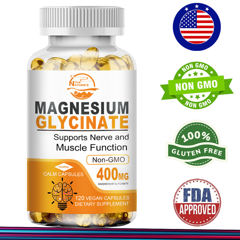 Magnesium Glycinate 400mg – 120 Capsules For Sleep, Stress Relief Support Bone