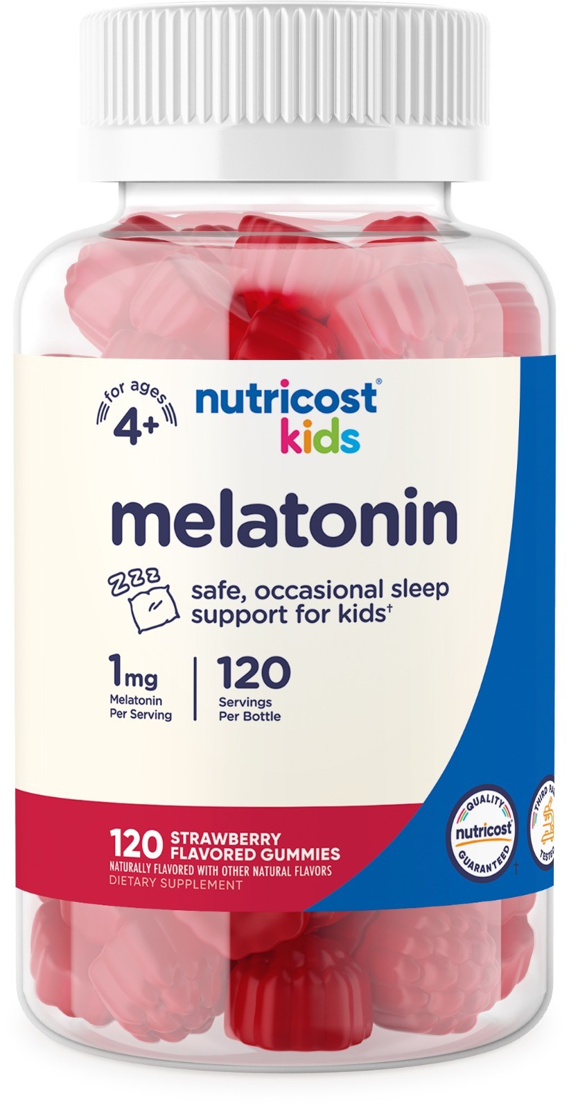 Nutricost Melatonin 1mg, 180 Gummies – Strawberry – No Corn Syrup, Non-GMO