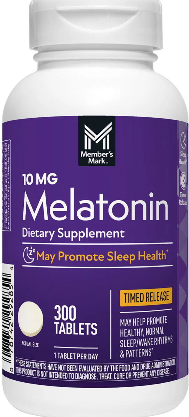 Member’s Mark Melatonin 10mg with Vitamin B6, 300 Time-Released Tablets